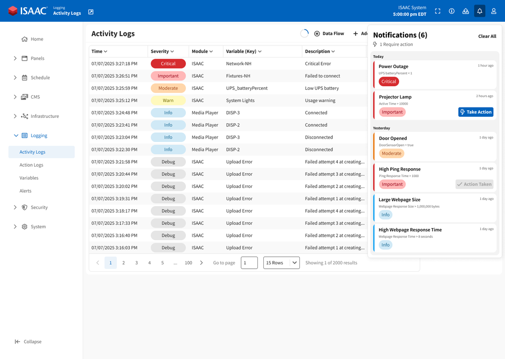 ISAAC Workspace - Logging