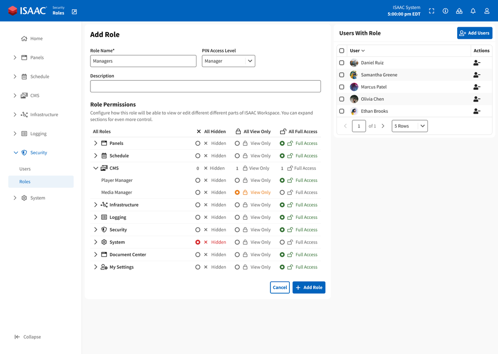 ISAAC Workspace - Security